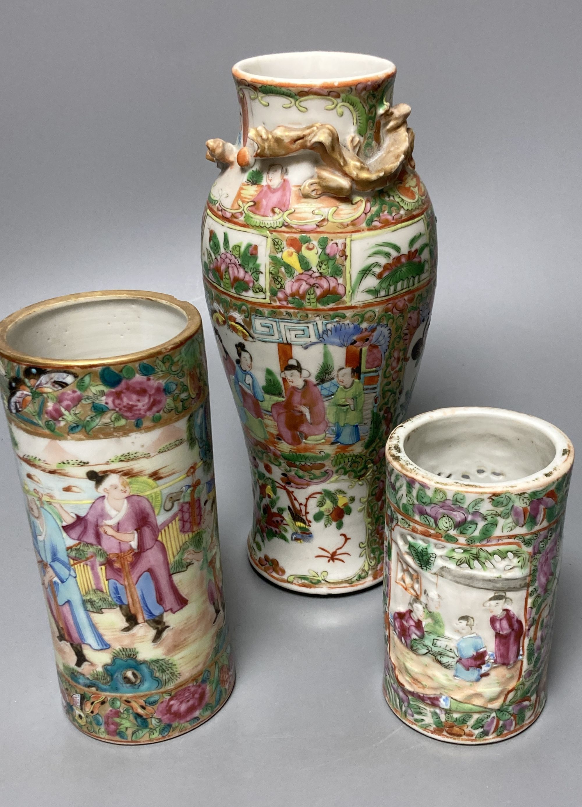 Three Canton vases